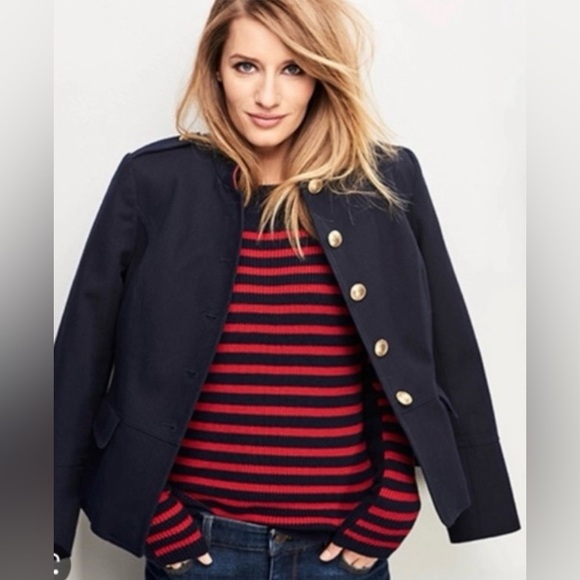 💫HP‼️💫 NWT TALBOTS Military Twill Jacket in Navy/Red/Gold, Size 10 - Picture 3 of 7